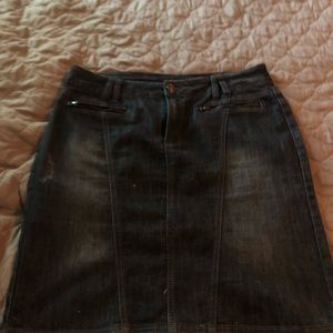 Distressed denim skirt